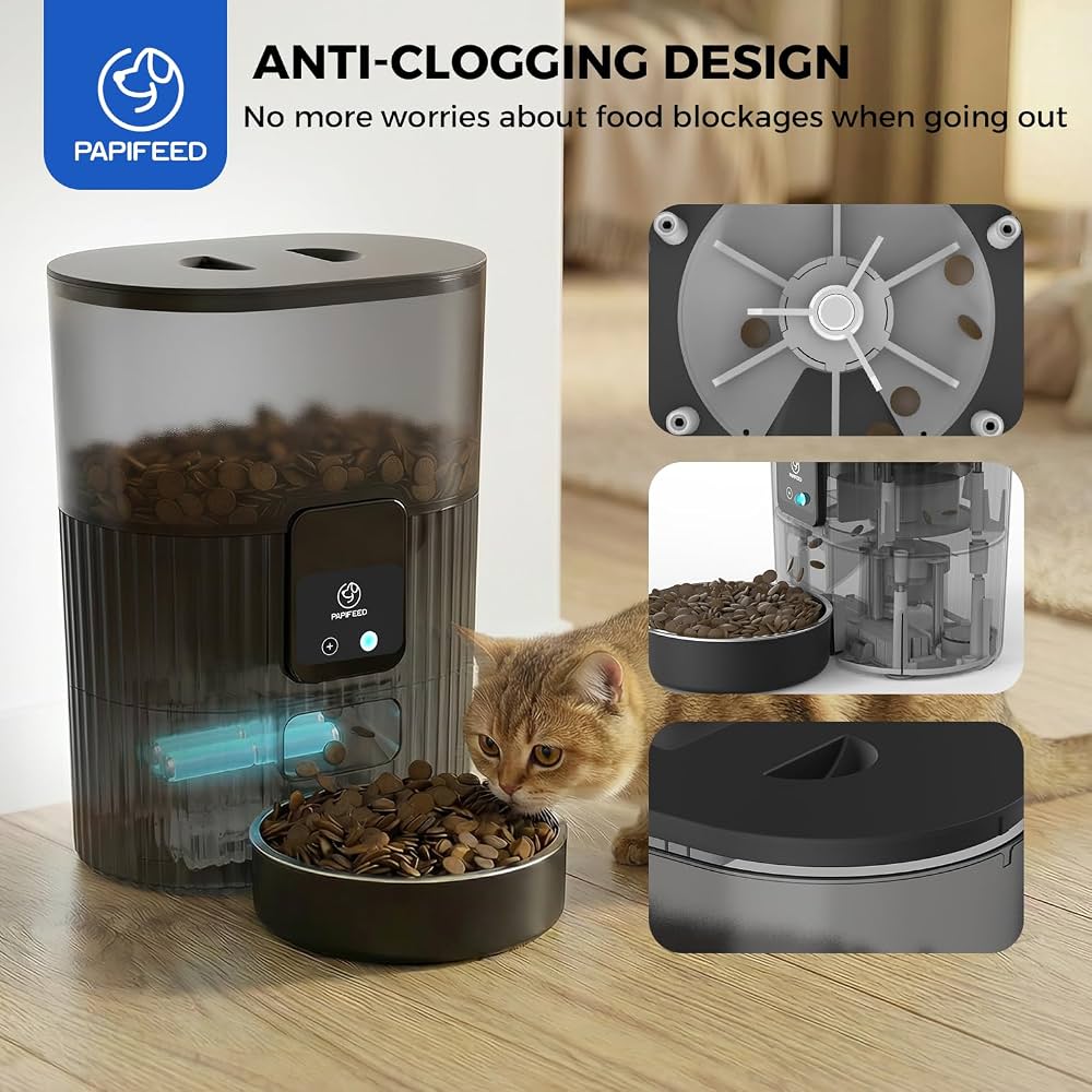 PAPIFEED Automatic Cat Feeder with App, 2.4G WiFi Cat Food Dispenser, 3L Slow Feeder