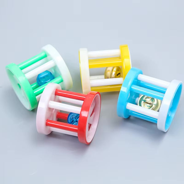 Cylindrical Plastic Rolling Bell Cat Toy Self-Playing Chasing Roller Toy x4