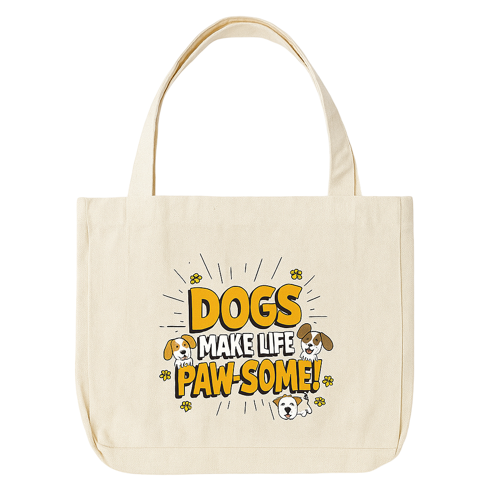 Dogs Make Life Paw-some! Canvas Tote Bag