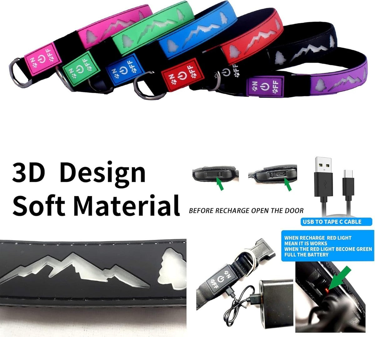 DOGLED Rechargeable LED Dog Collar – Safe Night Visibility (15 Modes)