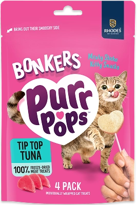 Bonkers Purrpops Cat Lollipop Treats with Tuna 4pcs