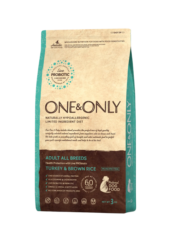 One and Only dry food for adult dogs with turkey & rice (3KG)