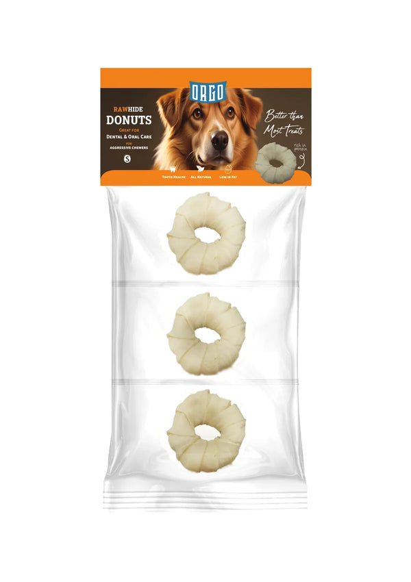 Orgo Rawhide Donuts for Dog Dental Oral Care 3 PC Medium