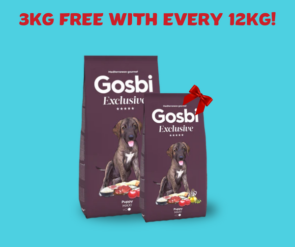 Gosbi Exclusive Puppy Chicken & Rice Maxi Dogs   12KG + Free 3KG Pack 🎁