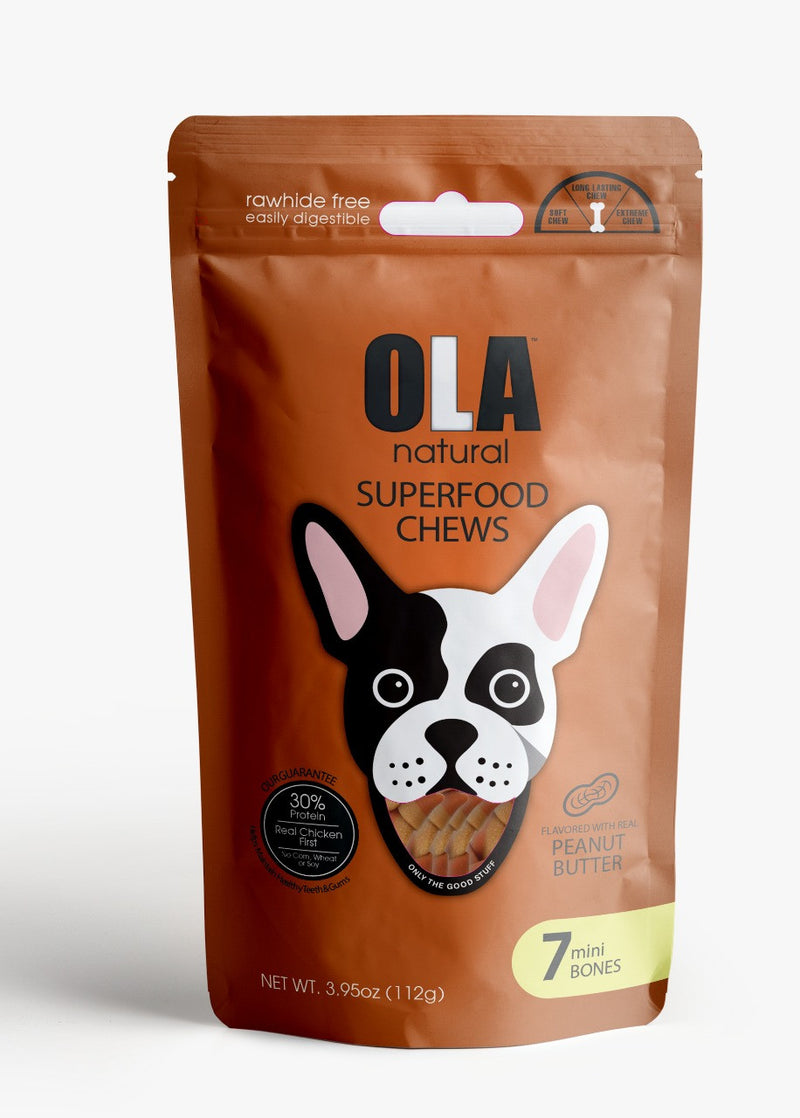 Ola Natural Peanut Butter 7 Mini Bones Dog Treats - PetYard