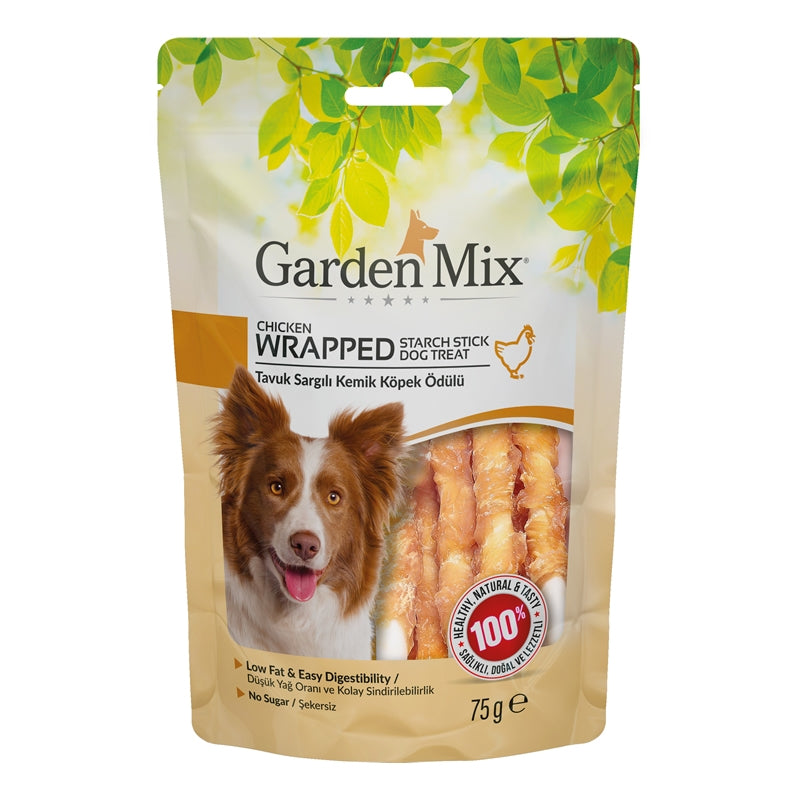 Garden Mix Dog Treat Wrapped starch Stick With Chicken 75g