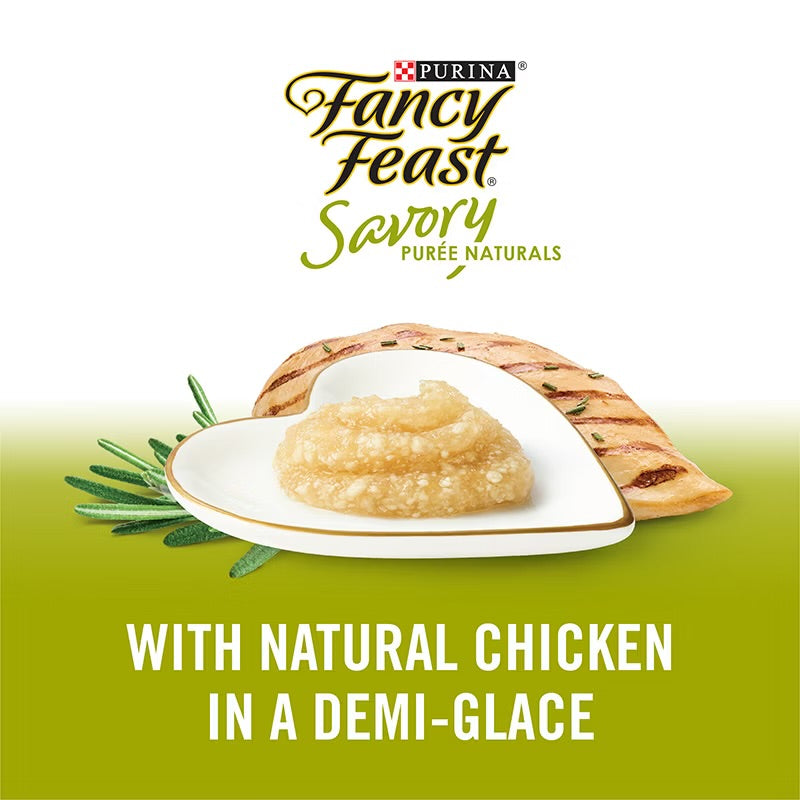 Fancy Feast Savory Purée Naturals With Natural Chicken In A Demi-Glace Cat Treats 4x10G