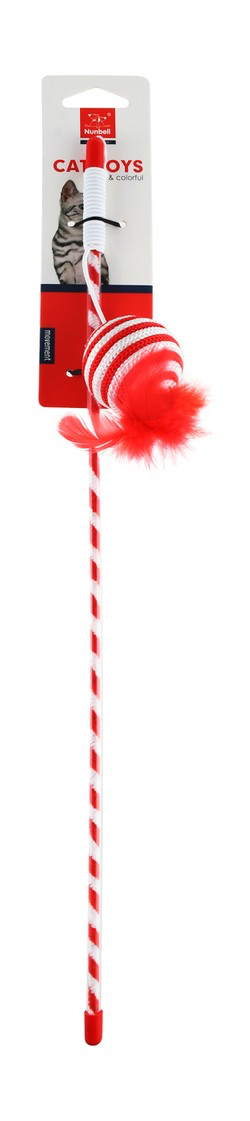 Nunbell Cat Toy Stick with Ball Red