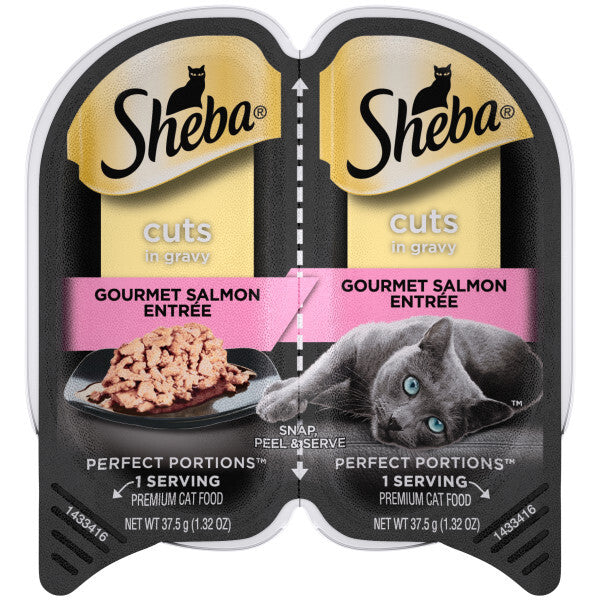 SHEBA Cuts in Gravy PORTIONS Wet Cat Food Gourmet Salmon , 75g