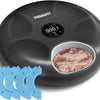 Wireless Automatic Cat Feeder with 4 Ice Packs,6-Compartment Feeding Tray,Rechargeable High-Capacity Battery Timer Cat Feeder,for Cats and Small Dogs - Black