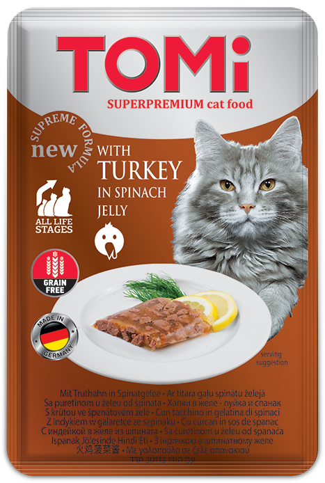 Tomi with Turkey with Spinach in Jelly Cat Wetfood (100G)