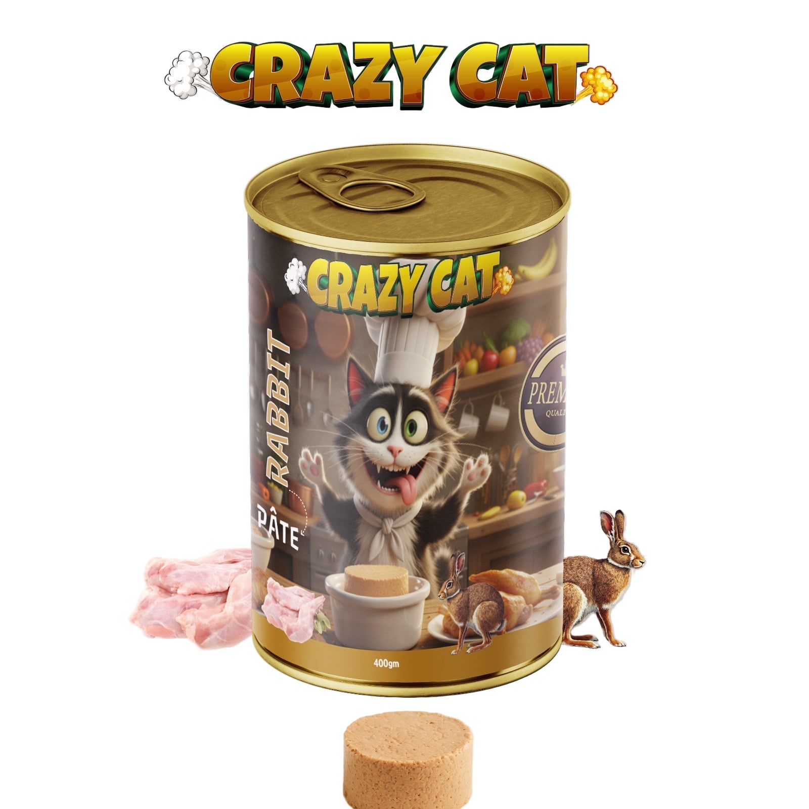 Crazy Cat Patè Cat Wet Food with Rabbit 400G