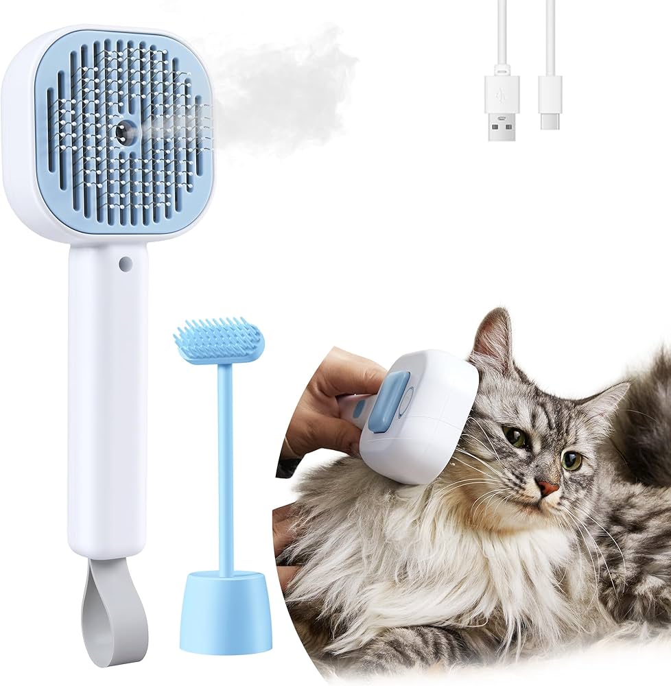 Pet Steam Brush Spritz Defur Comb for Indoor Kitten Shedding with Massage Comb