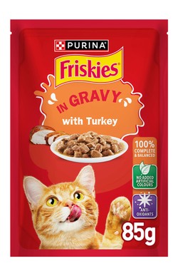 Purina Friskies Turkey Chunks in Gravy Wet Cat Food Pouch 85g