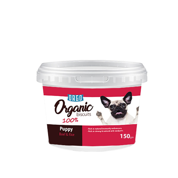 Orgo Puppy Biscuits Beef & Rice 150 gm - PetYard