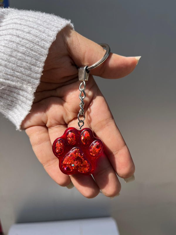 Paws Resin Keychain in Red - PetYard