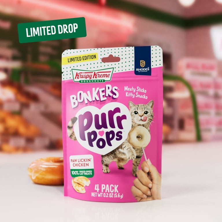 Bonkers Purrpops Cat Treats Dry Freeze Dried Krispy Kreme 4Pack