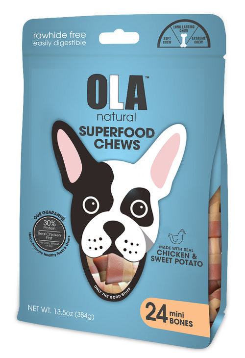 Ola Natural Chicken & Sweet Potato 24 Mini Bones Dog Treats - PetYard