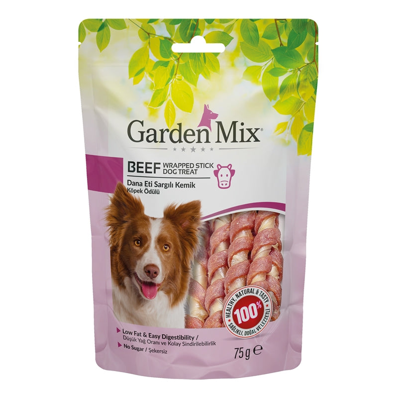 Garden Mix Dog Treat Wrapped Stick With Beef 75g