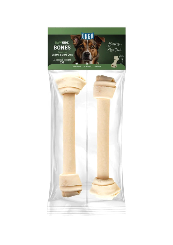 Orgo Rawhide Bones For Dog Dental Oral Care 2 PC XXL