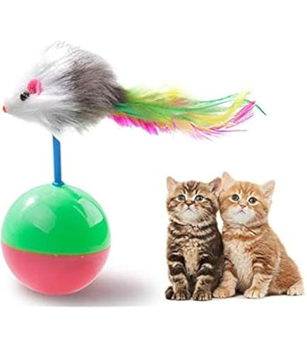 Rolling Cat Toy Ball with Plush Mouse