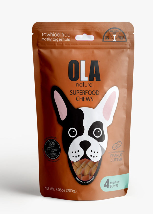 Ola Natural Peanut Butter Potato 4 Medium Bones Dog Treats - PetYard