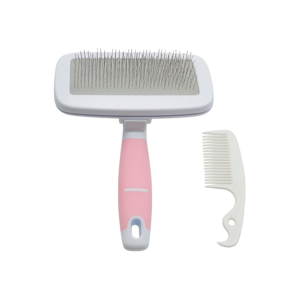 Pet Grooming Brush with Small Comb for Cats & Dogs