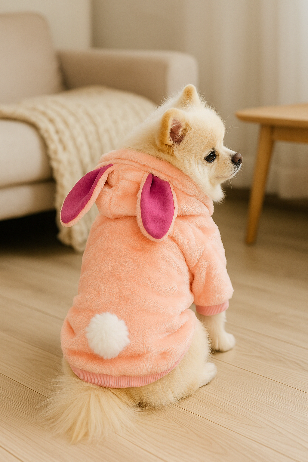 Pink Bunny Plush Hoodie for Pets