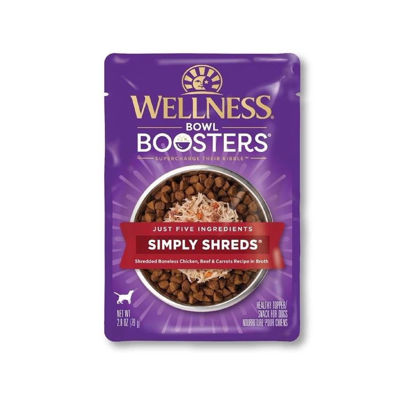 Wellness Bowl Boosters Simply Shreds Chicken, Beef & CarrotsWet Dog Food 79G