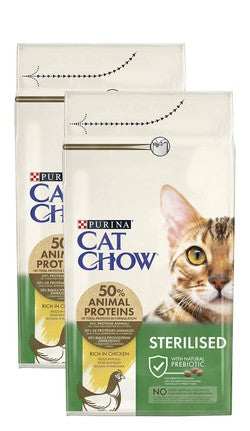 Purina Cat Chow Dry Food with Chicken for Sterilized Cats 2 x 1.5kg