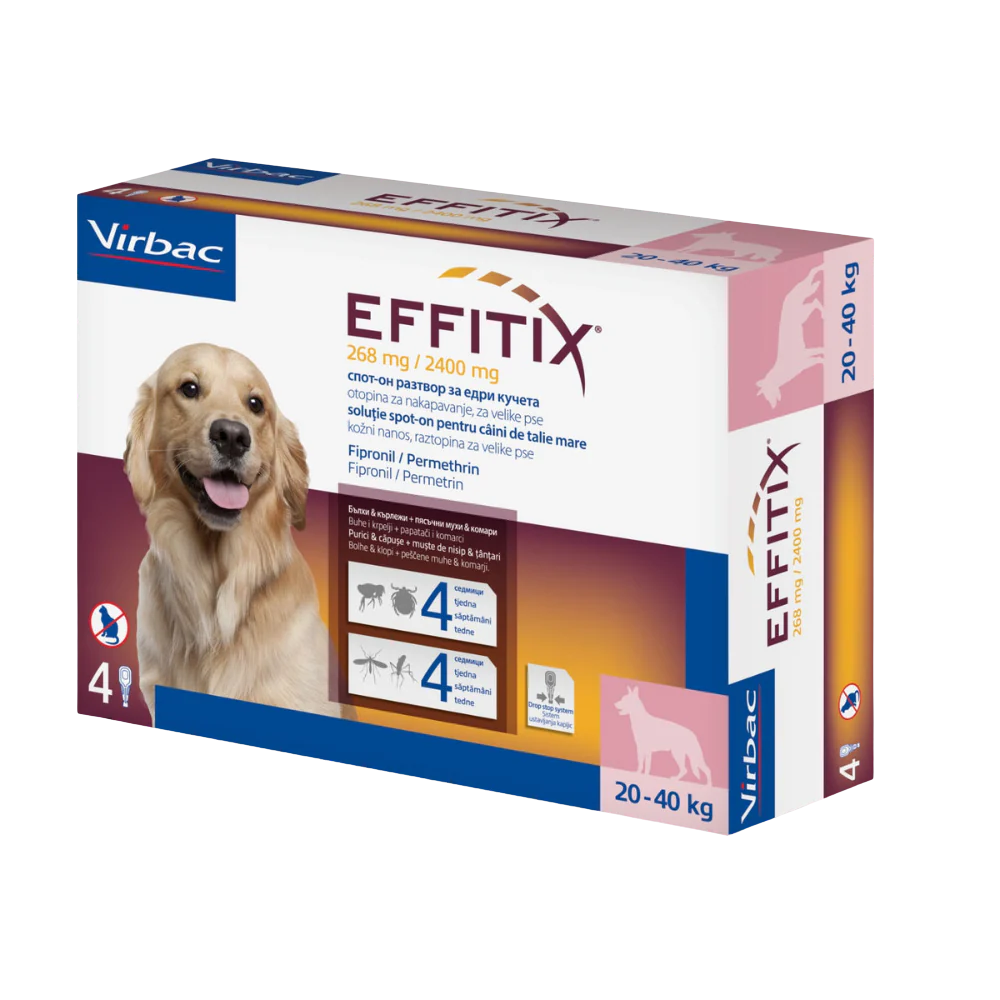 Virbac Effipro Spot-On for Large Dogs - Flea & Tick 20-40Kg 1 Ampule