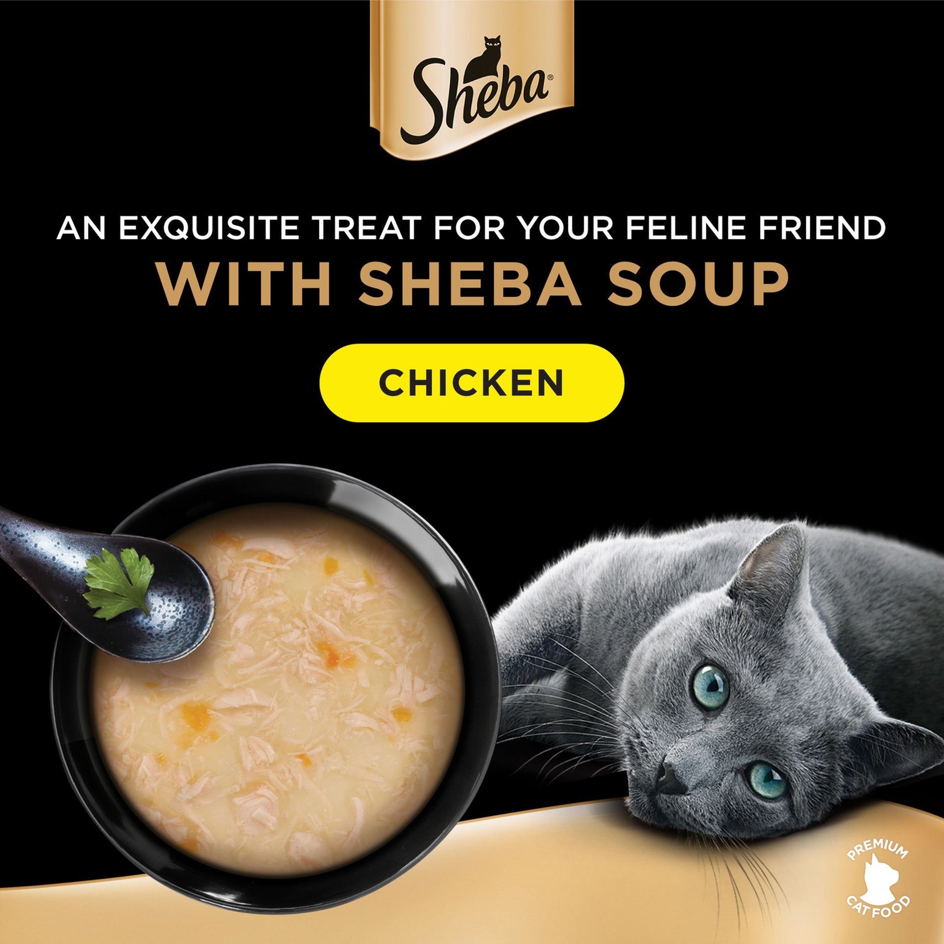 Sheba Soup With Chicken Cat Food 4x40g