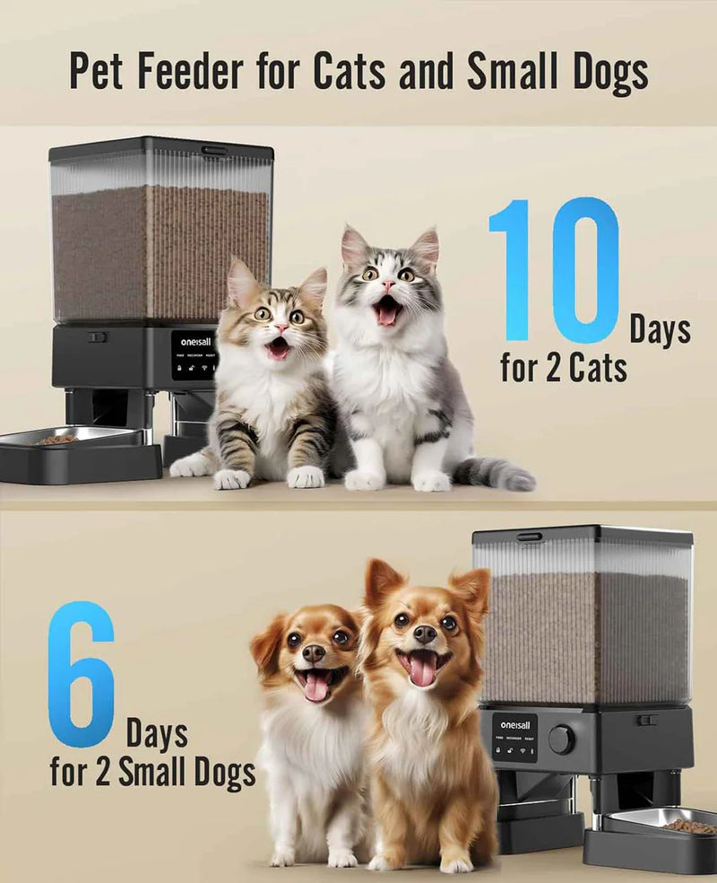 Oneisall 5L Automatic Cat Feeder for Two Cats with APP Control & 5G Wi-Fi