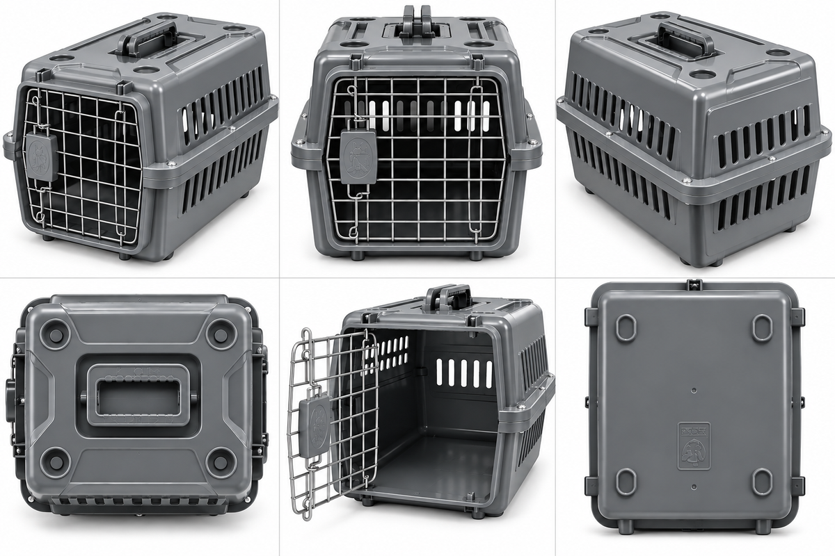Hard-Shell Pet Carrier with Metal Door for Cats & Small Dogs