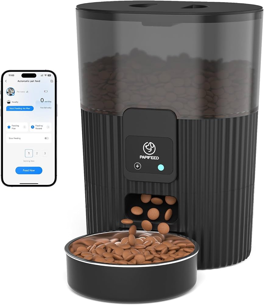 PAPIFEED Automatic Cat Feeder with App, 2.4G WiFi Cat Food Dispenser, 3L Slow Feeder