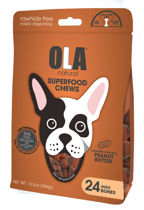 Ola Natural Peanut Butter 24 Mini Bones Dog Treats - PetYard