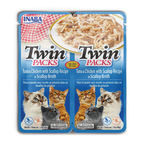 Inaba Twin Tuna & Chicken Cat Wet Food in Scallop Broth 2x40G
