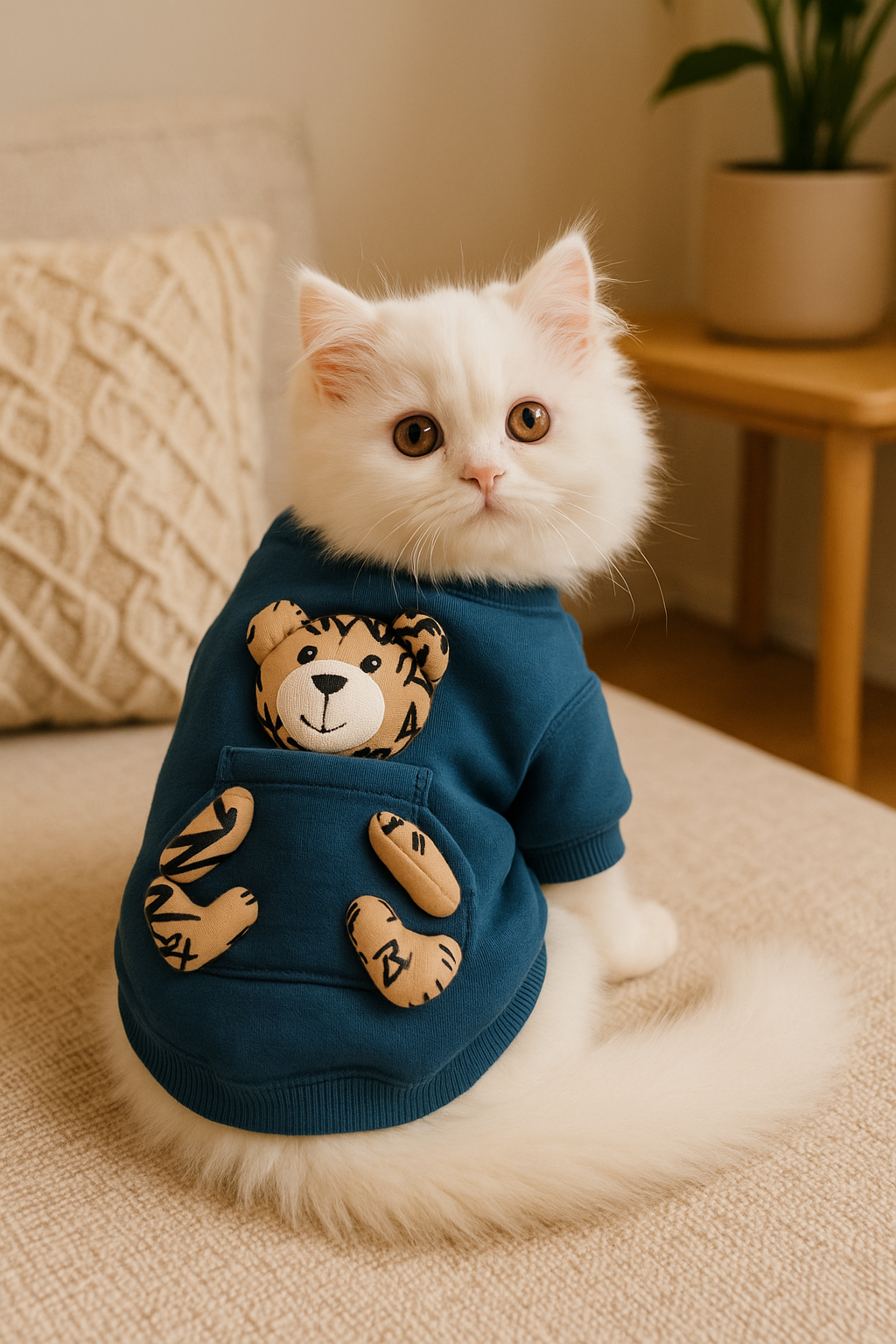 Teddy Bear Sweatshirt for Pets – Soft Cotton Pet Hoodie