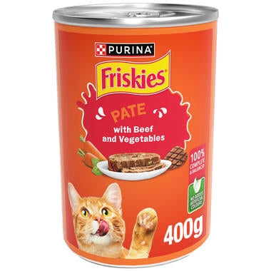 Friskies Pate Cat Food, Beef & Vegetable Flavor, 400g