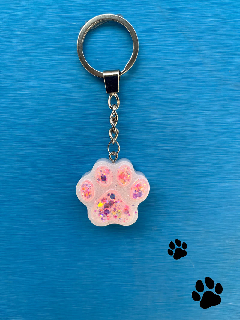 Paws Resin Keychain in Glitter Pink - PetYard