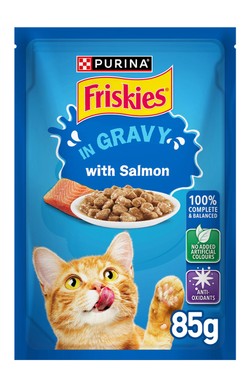 Purina Friskies Salmon Chunks in Gravy Wet Cat Food Pouch 85g