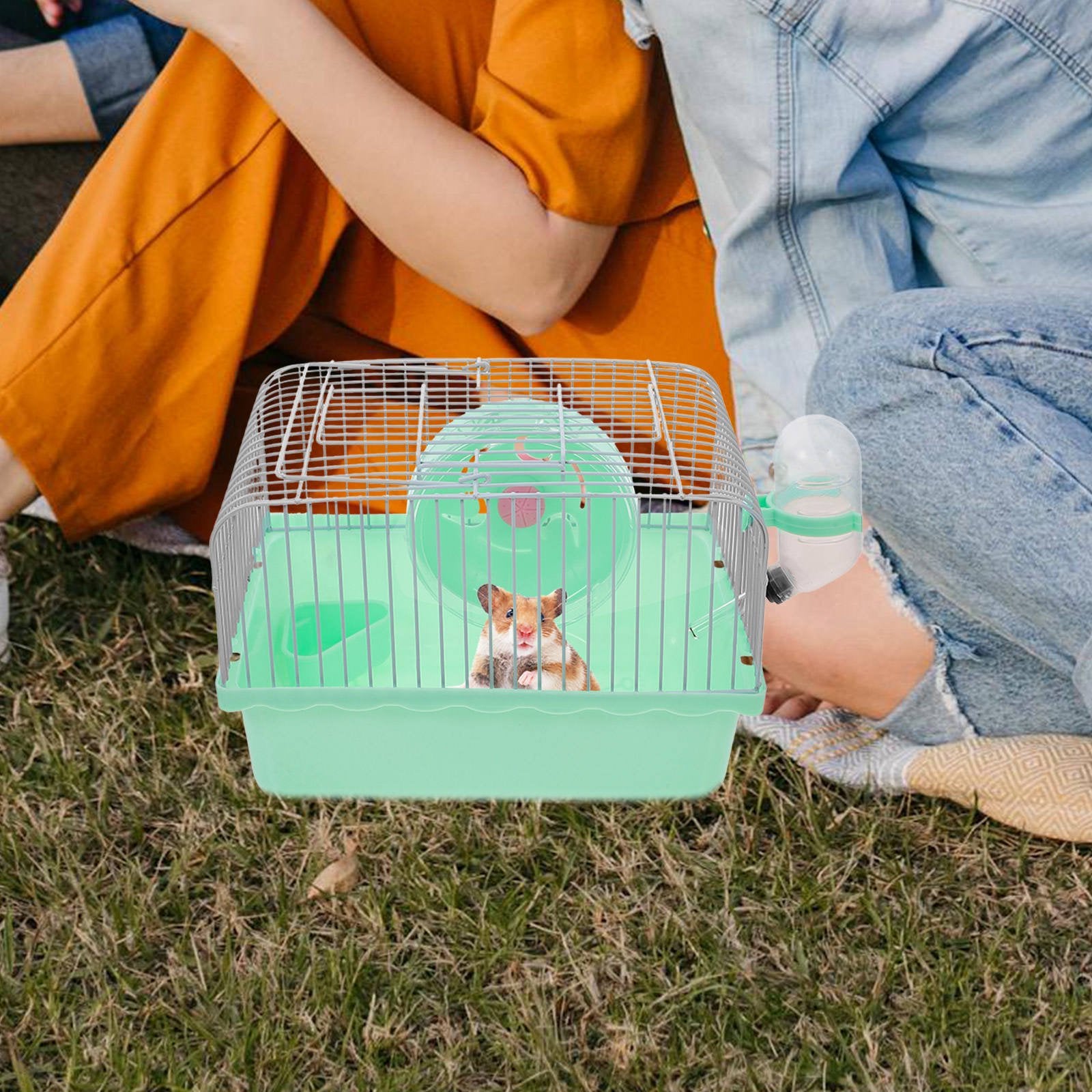 Green Portable Cage for Small Animals, suitable for Hamsters and Chinchillas