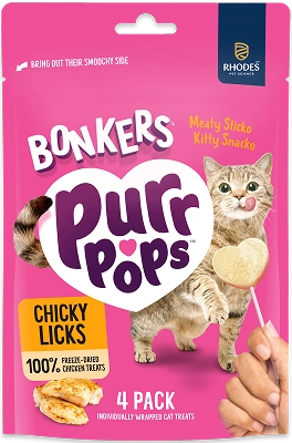 Bonkers Purrpops Cat Lollipop Treats with Chicken 4pcs