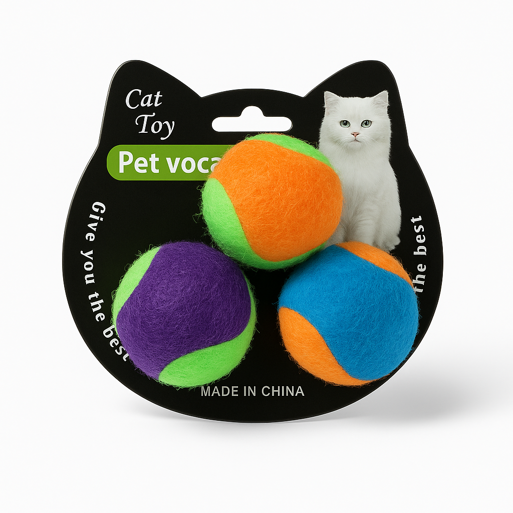 Colorful Cat Toy Balls – 3 Pack | Soft & Safe Play Balls for Cats