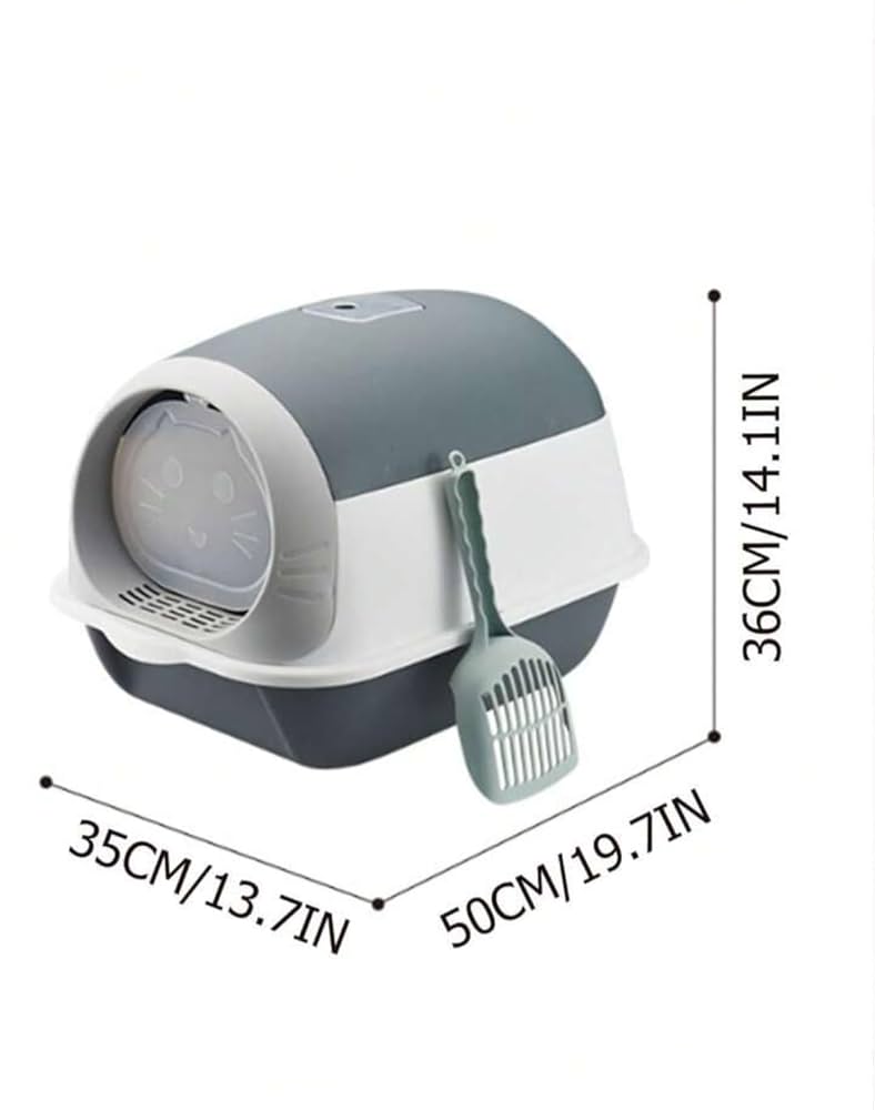 Cat Litter Box Closed Toilet Box with Groove Litter Box Closed for Cats Modern and Distinctive