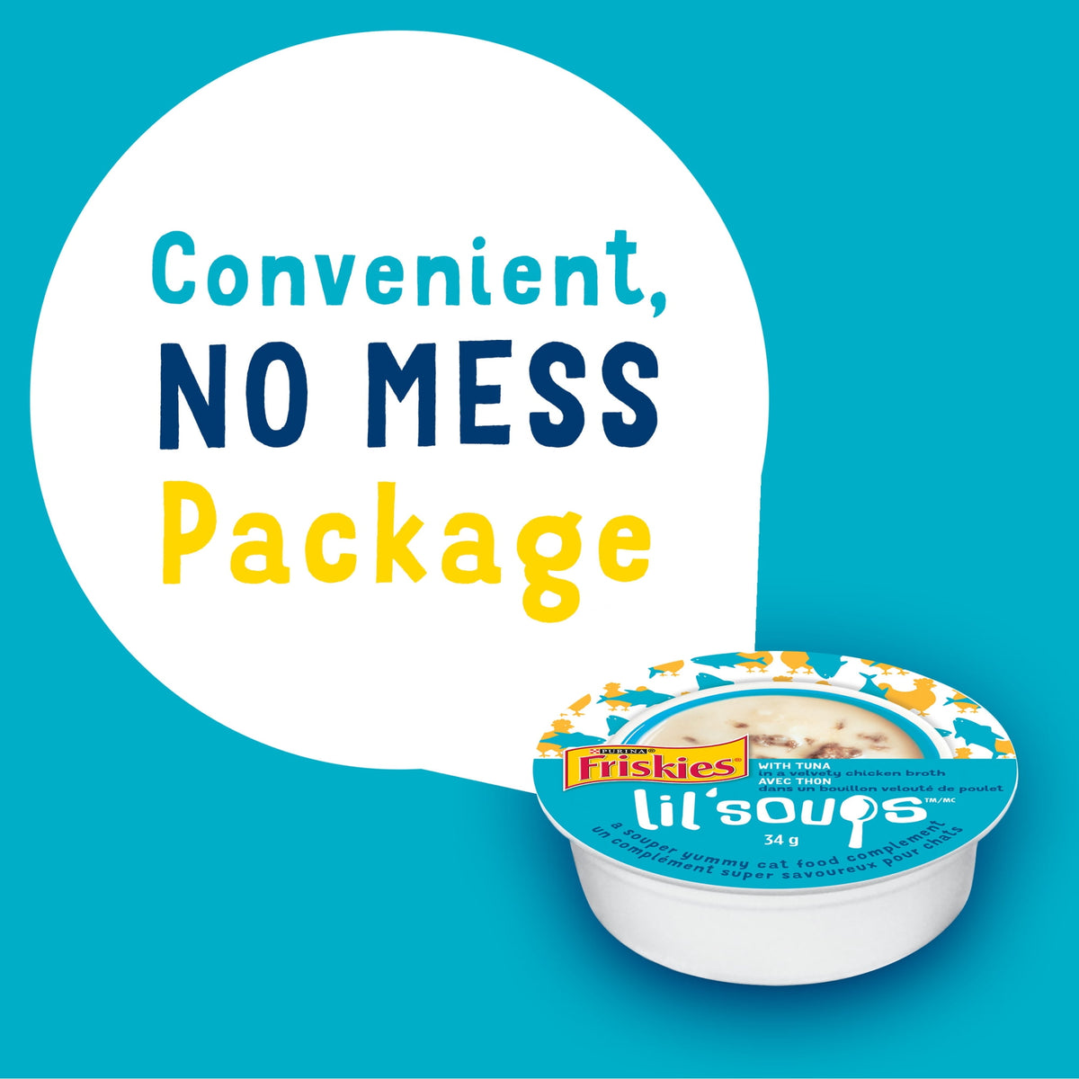 Friskies® Lil’ Soups™ with Skipjack Tuna in a Velvety Tuna Broth