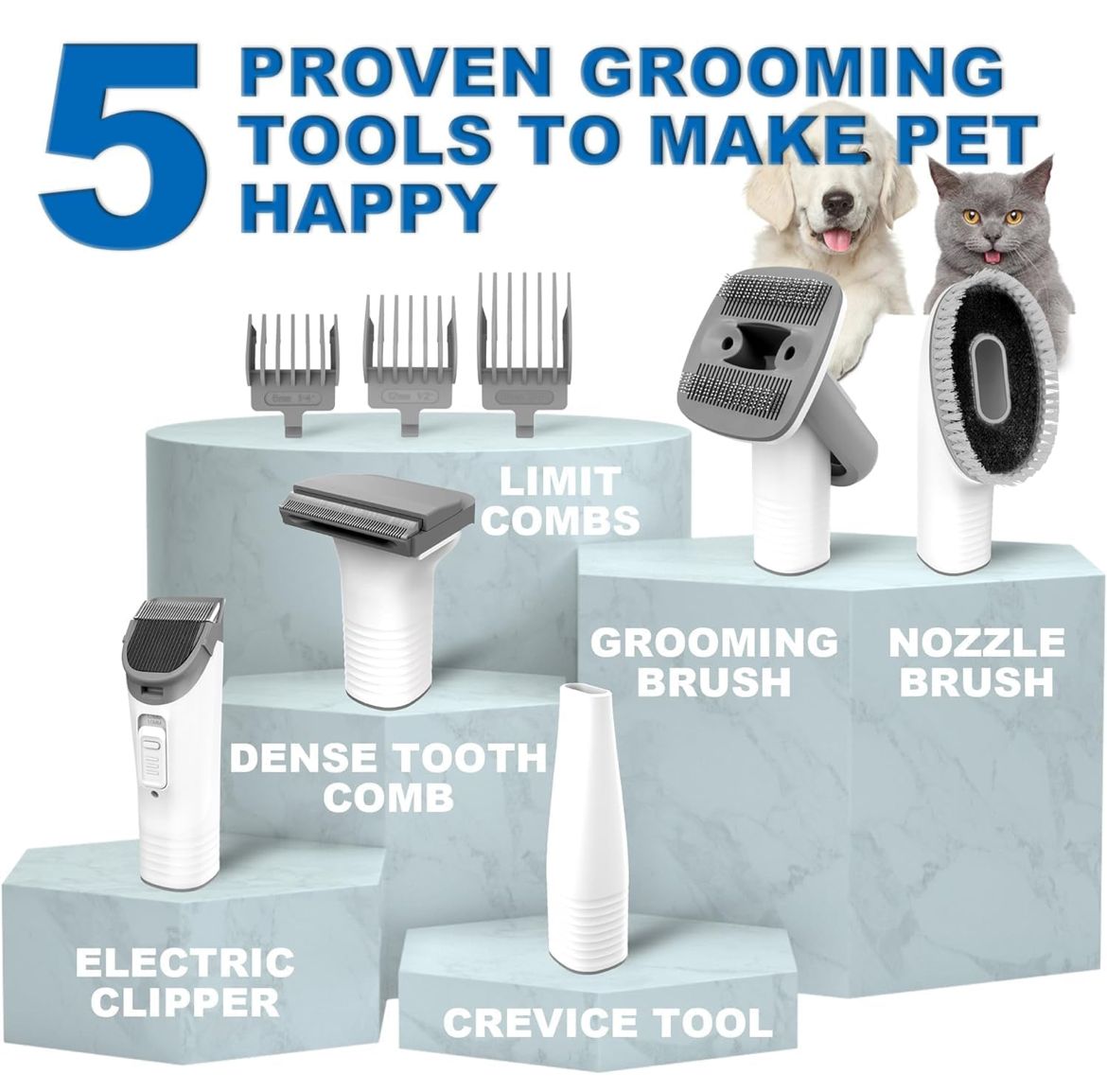 3-in-1 grooming kit: vacuum, dryer, and clippers