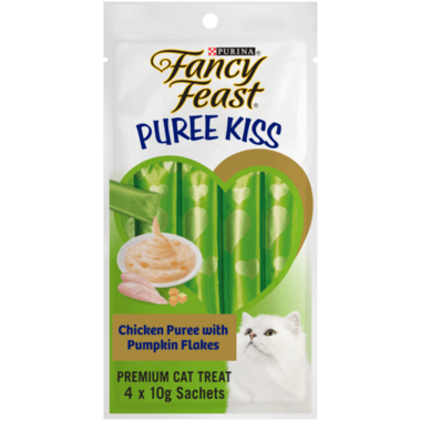 Purina Fancy Feast Chicken Puree Cat Liquid Treats with Pumpkin Flakes 4x10G