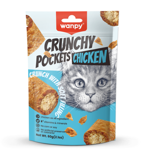 Wanpy Crunchy Pockets Chicken Cat Treats 60G