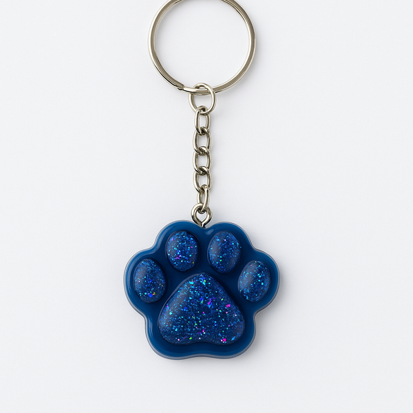 Blue Glitter Paw Keychain – Stylish Accessory for Pet Parents